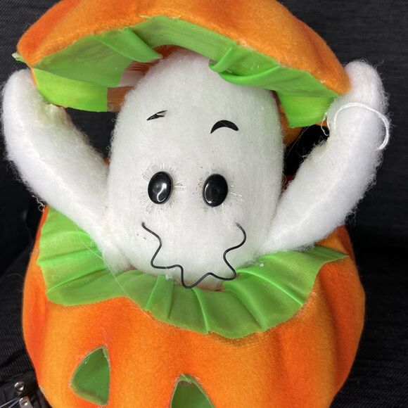 Halloween Fiber Optic Light Up Jack o Lantern Ghost Color Changing 2002 PAC 12" - Picture 5 of 7
